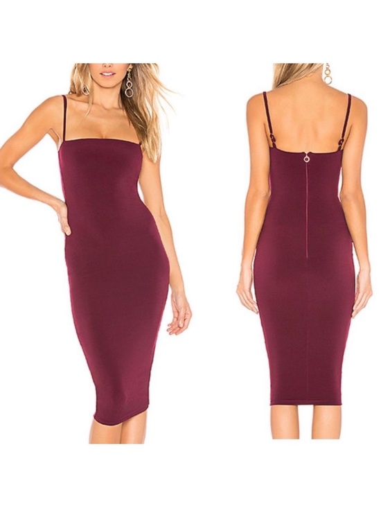 Nookie Dresses & Skirts - Nookie Charlize Midi Bodycon Cocktail Dress in Wine Sz S
